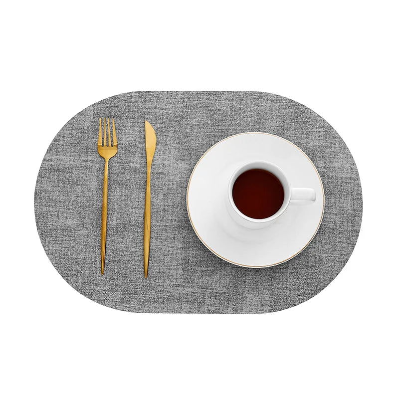 Heat Resistant Non-Slip Oval Placemats in Faux Leather