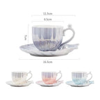 Ocean Pearl Elegance Ceramic Tea Cup Set - Coastal Inspired Design