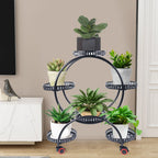 Rolling Metal Plant Stand - 6-Tier Flower Pot Display for Indoor/Outdoor