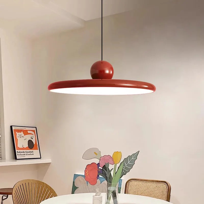 LED Cream-Style Ceiling Light – Nordic Flying Saucer Pendant
