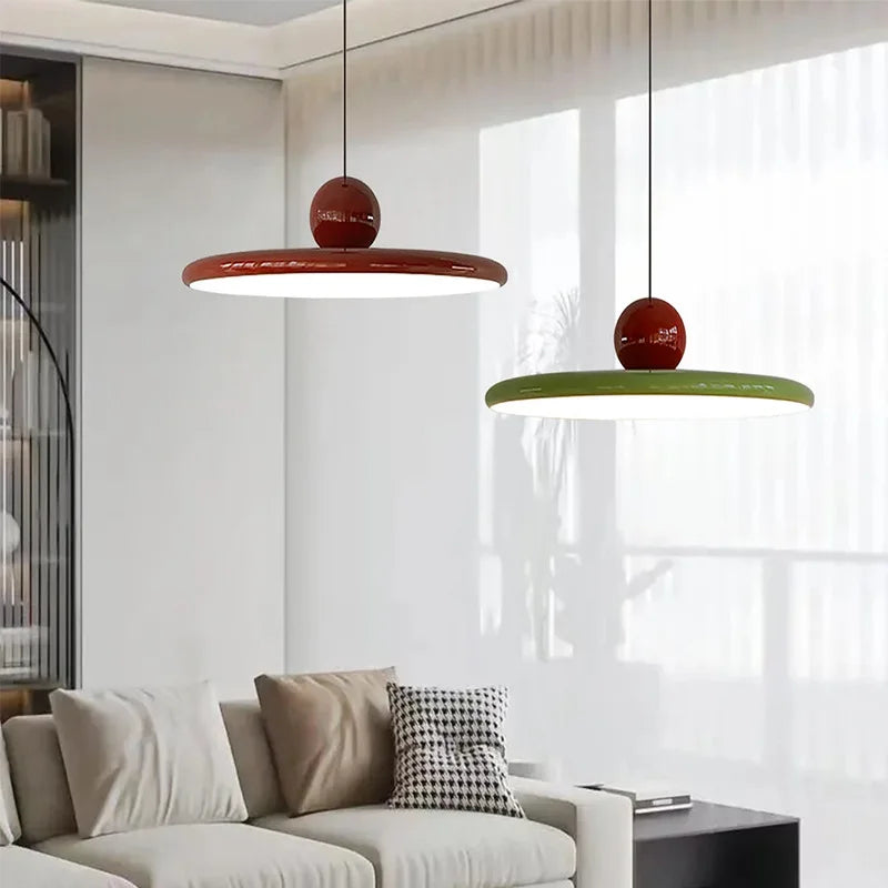LED Cream-Style Ceiling Light – Nordic Flying Saucer Pendant