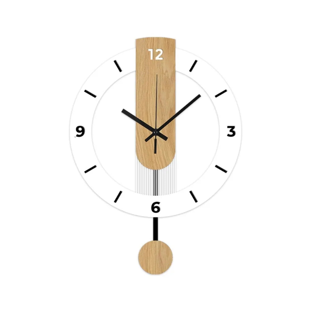 Contemporary Wall Clock with Pendulum | Acrylic and Wood Minimalist Style