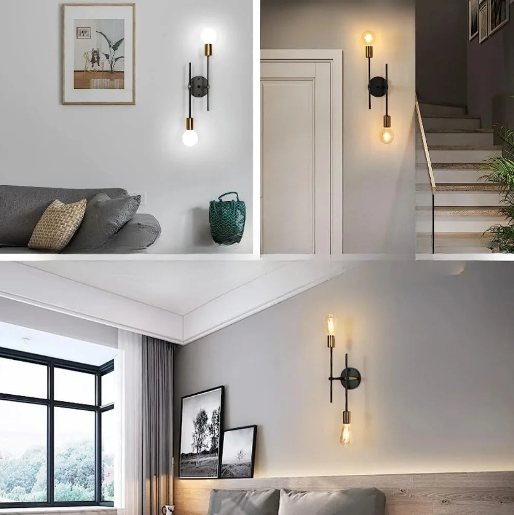 Flush Mount Chandelier with 2 Lights - Black and Gold Ceiling Fixture