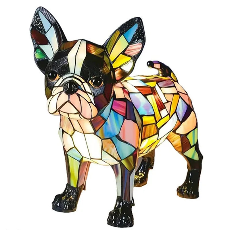 Charming Canine Stained Glass Table Lamp