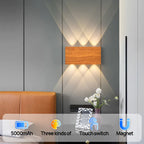 Rechargeable Wall Light with Minimalist Wood Finish