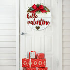 Elegant Round Wooden Valentine Door Decor