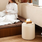 Foldable Ottoman Footstool in PU Leather for Entryway Seating