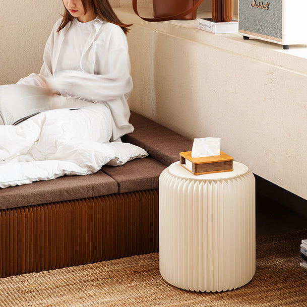 Foldable Ottoman Footstool in PU Leather for Entryway Seating