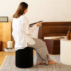 Foldable Ottoman Footstool in PU Leather for Entryway Seating