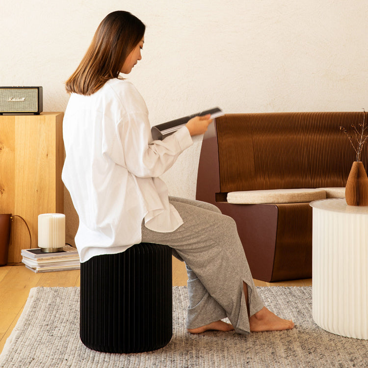 Foldable Ottoman Footstool in PU Leather for Entryway Seating