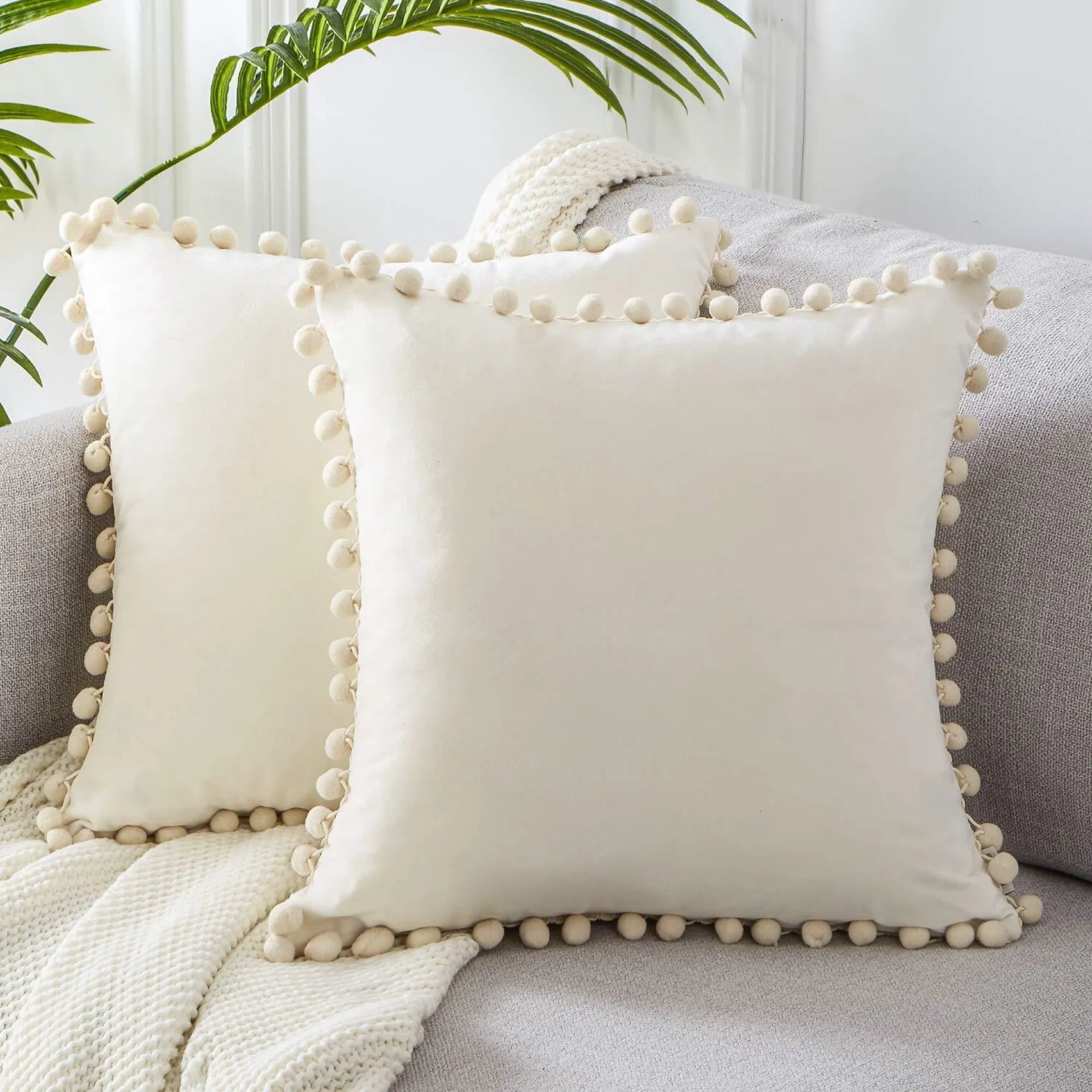 Minimalist Cotton-Linen Blend Throw Pillow Cover - 17.72 x 17.72 inches