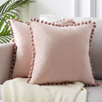 Minimalist Cotton-Linen Blend Throw Pillow Cover - 17.72 x 17.72 inches