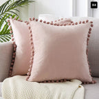 Minimalist Cotton-Linen Blend Throw Pillow Cover - 17.72 x 17.72 inches