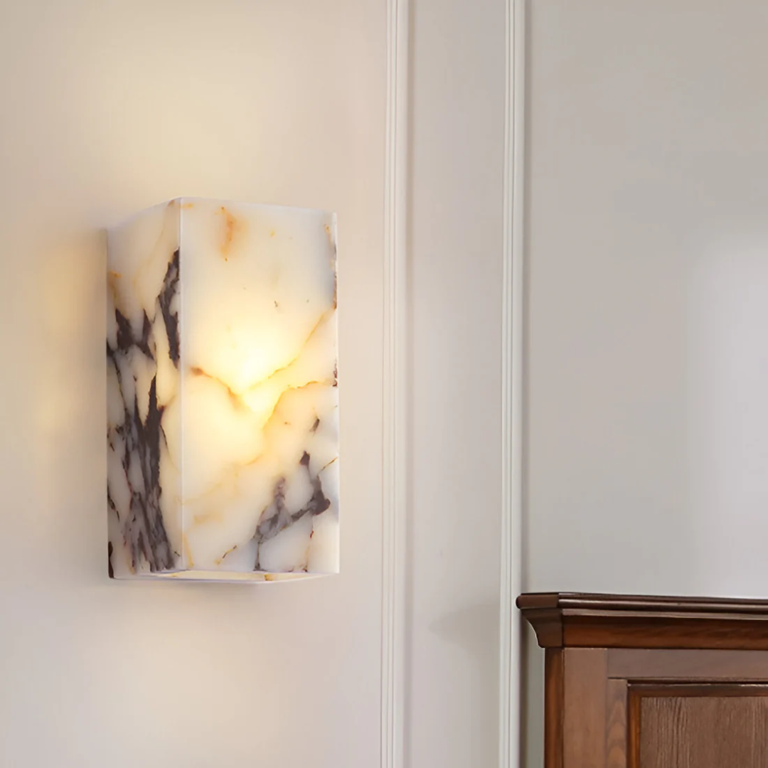 Natural Stone Wall Light with Built-in LED – Stylish Marble Finish
