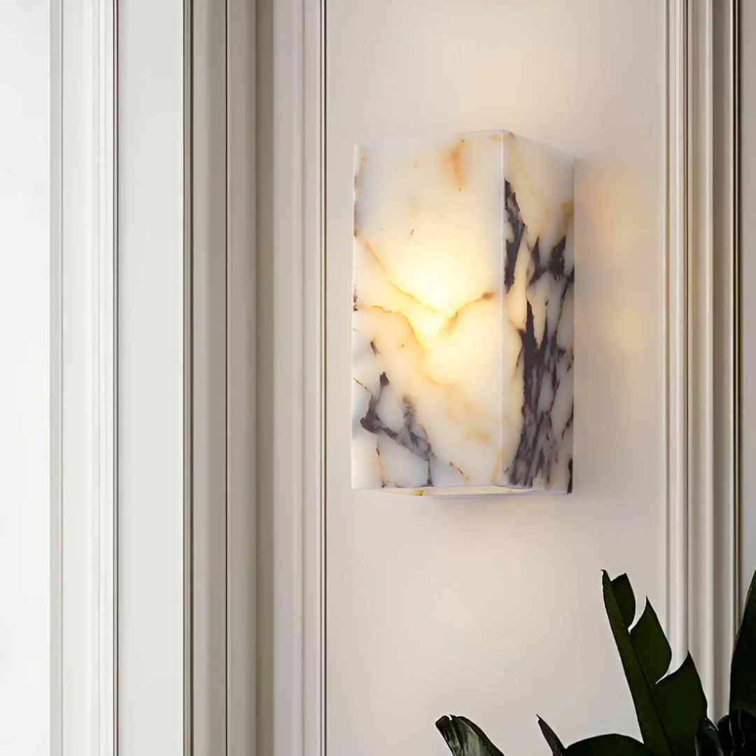 Natural Stone Wall Light with Built-in LED – Stylish Marble Finish