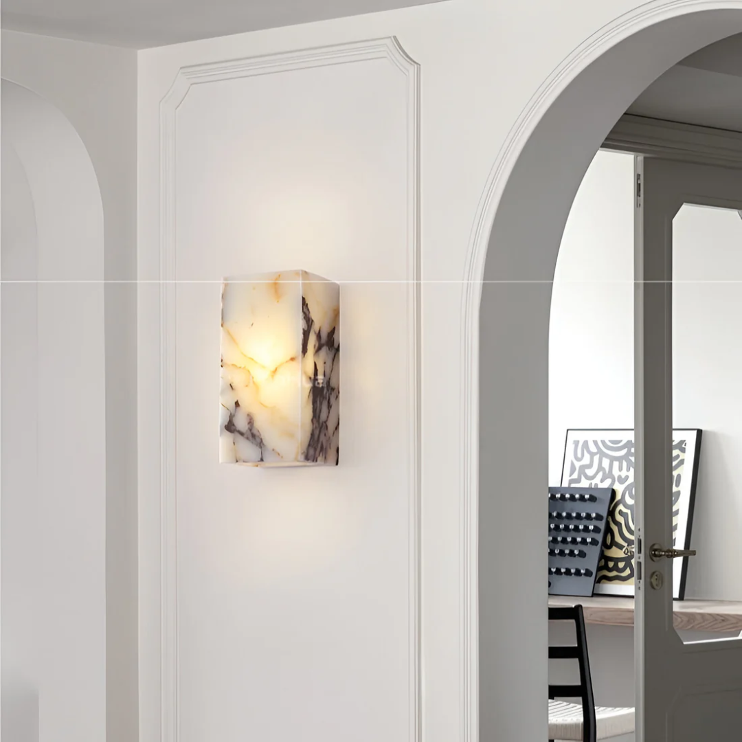 Natural Stone Wall Light with Built-in LED – Stylish Marble Finish