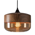 Adjustable Height Wooden Ceiling Light – Modern Glass Pendant for Dining and Living Areas