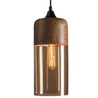 Adjustable Height Wooden Ceiling Light – Modern Glass Pendant for Dining and Living Areas