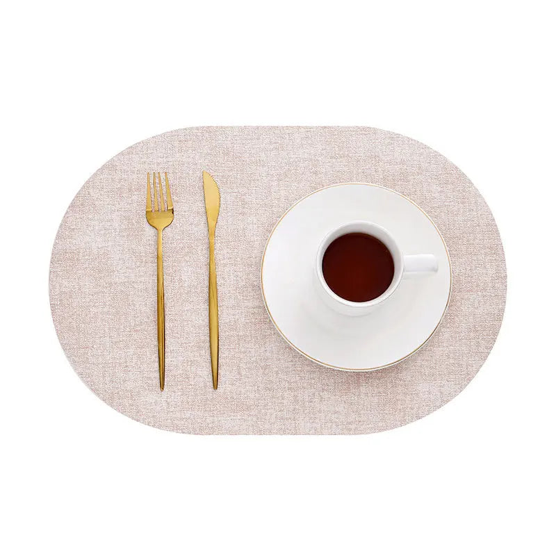 Heat Resistant Non-Slip Oval Placemats in Faux Leather