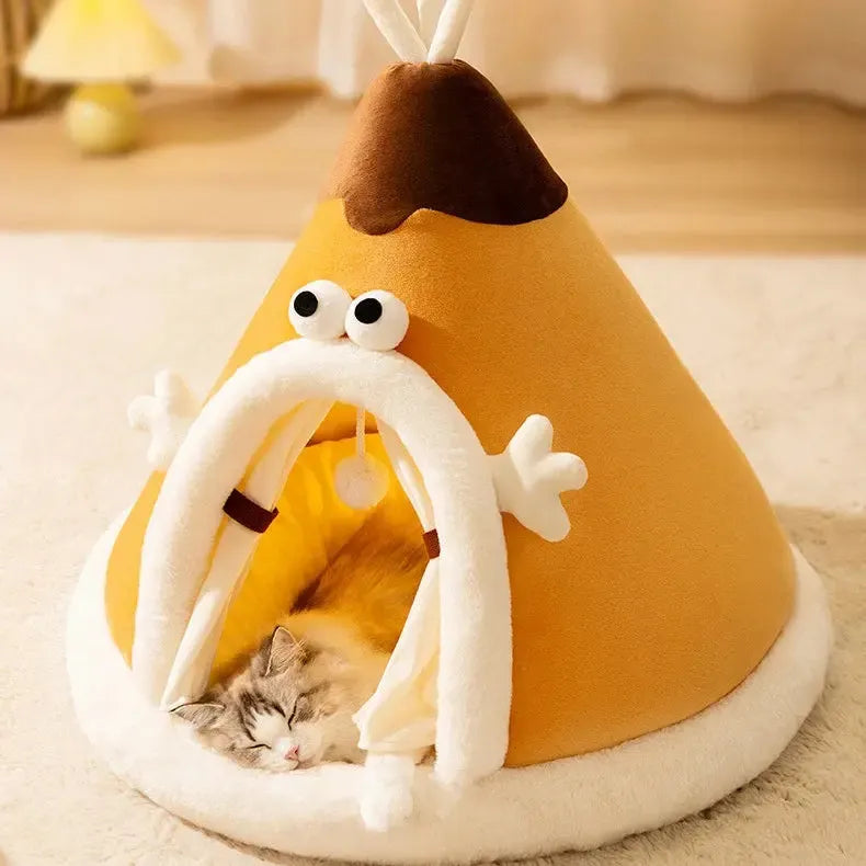 Cozy Haven Tent Cat Bed with Plush Padding and Memory Foam Support