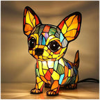 Charming Canine Stained Glass Table Lamp