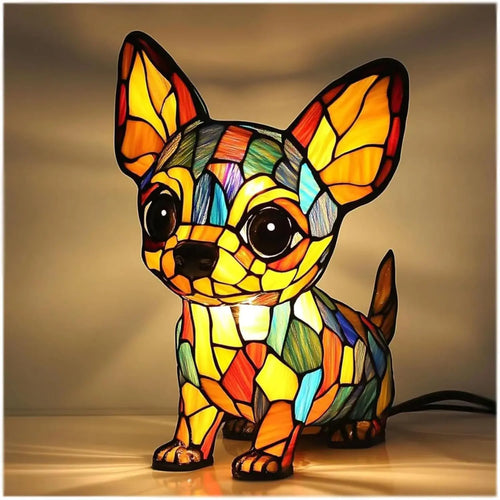 Charming Canine Stained Glass Table Lamp