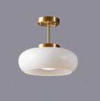 Rounded Shade Glass Ceiling Lamp with Metal Support Stem
