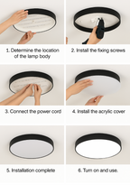 Wooden Framed Round Ceiling Light – LED Flush Mount Fixture