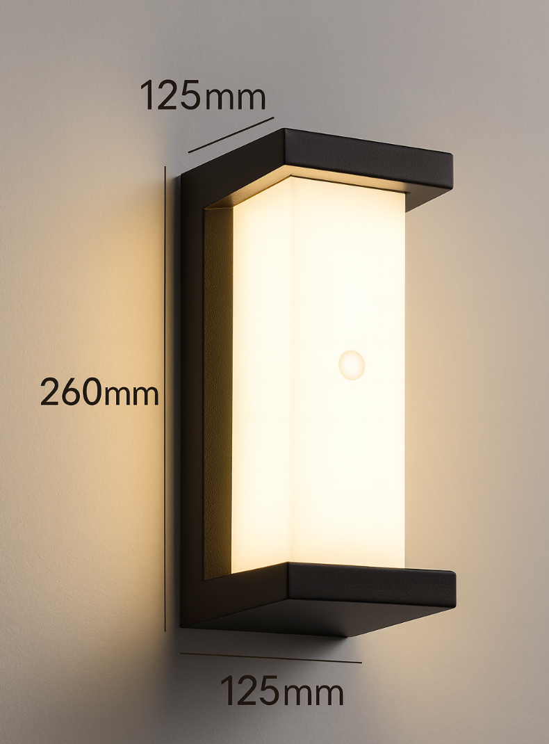 Black Wall-Mounted Outdoor Light with Motion Detection Sensor