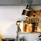 Retro Desk Spotlight Lamp with Adjustable Clip in Wood and Metal