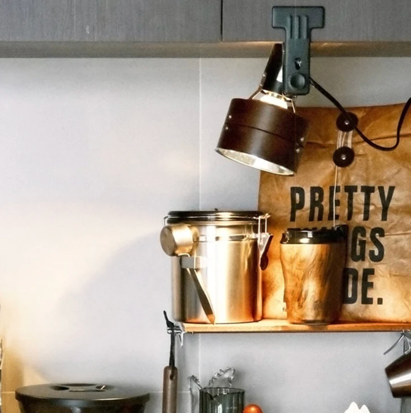 Retro Desk Spotlight Lamp with Adjustable Clip in Wood and Metal