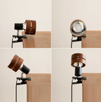 Retro Desk Spotlight Lamp with Adjustable Clip in Wood and Metal