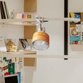 Retro Desk Spotlight Lamp with Adjustable Clip in Wood and Metal