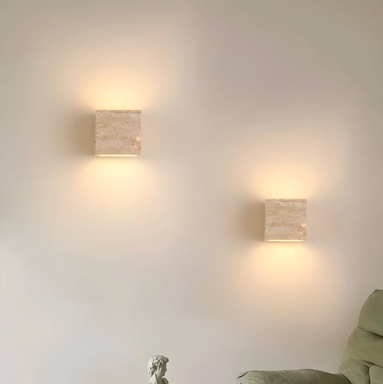 Modern Minimalist Sconce - Natural Stone Travertine Wall Light