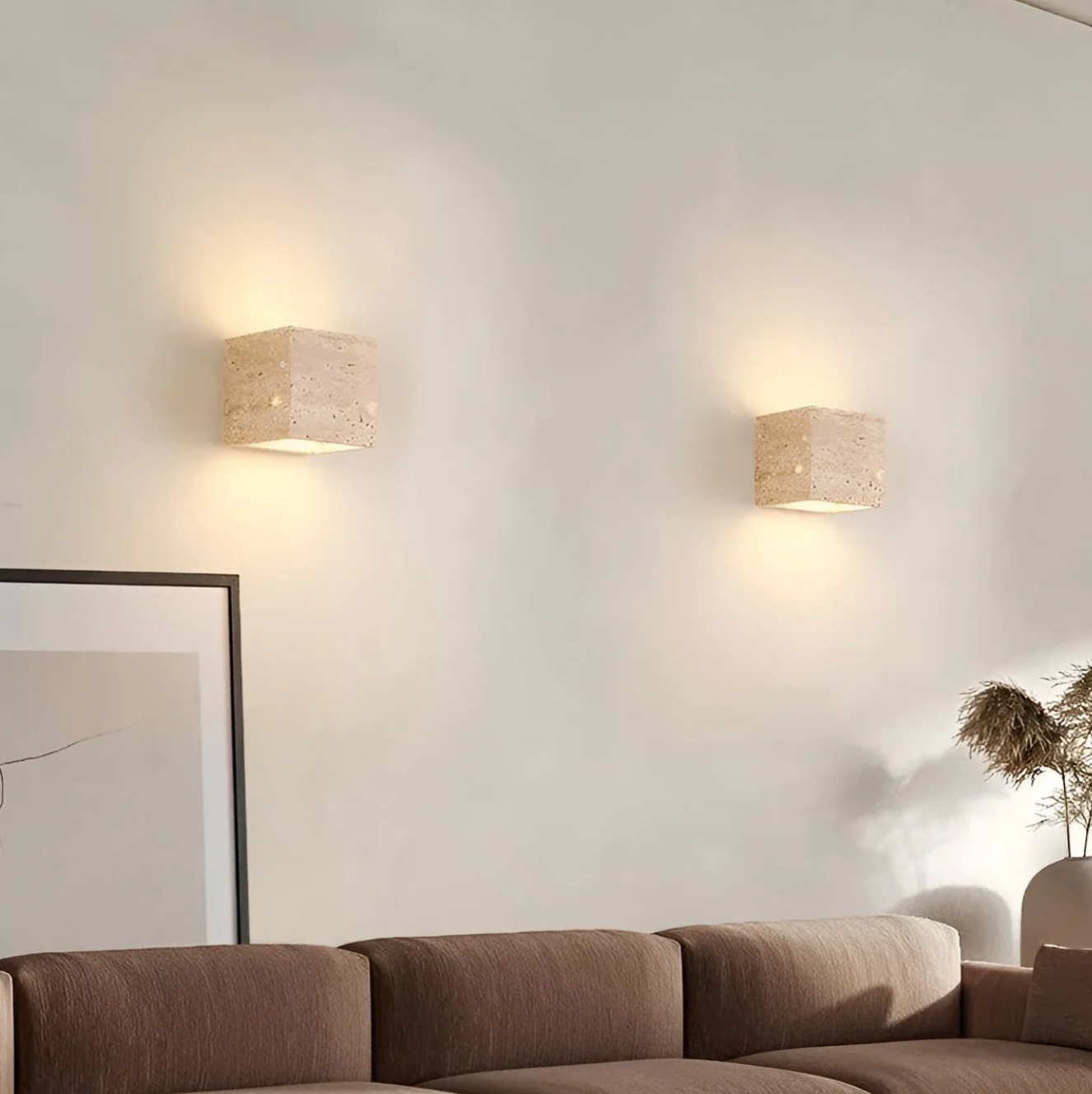 Modern Minimalist Sconce - Natural Stone Travertine Wall Light