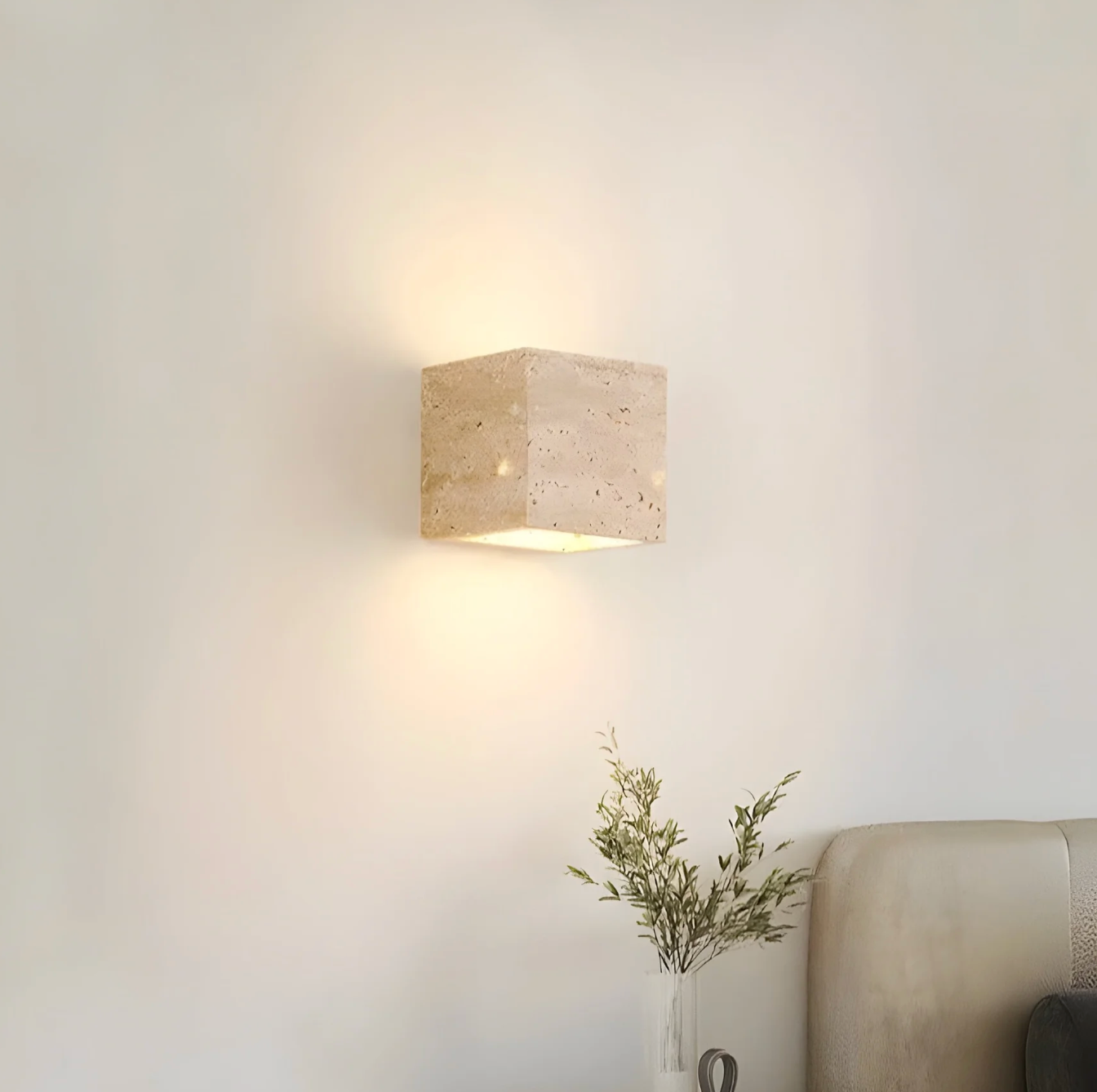 Modern Minimalist Sconce - Natural Stone Travertine Wall Light