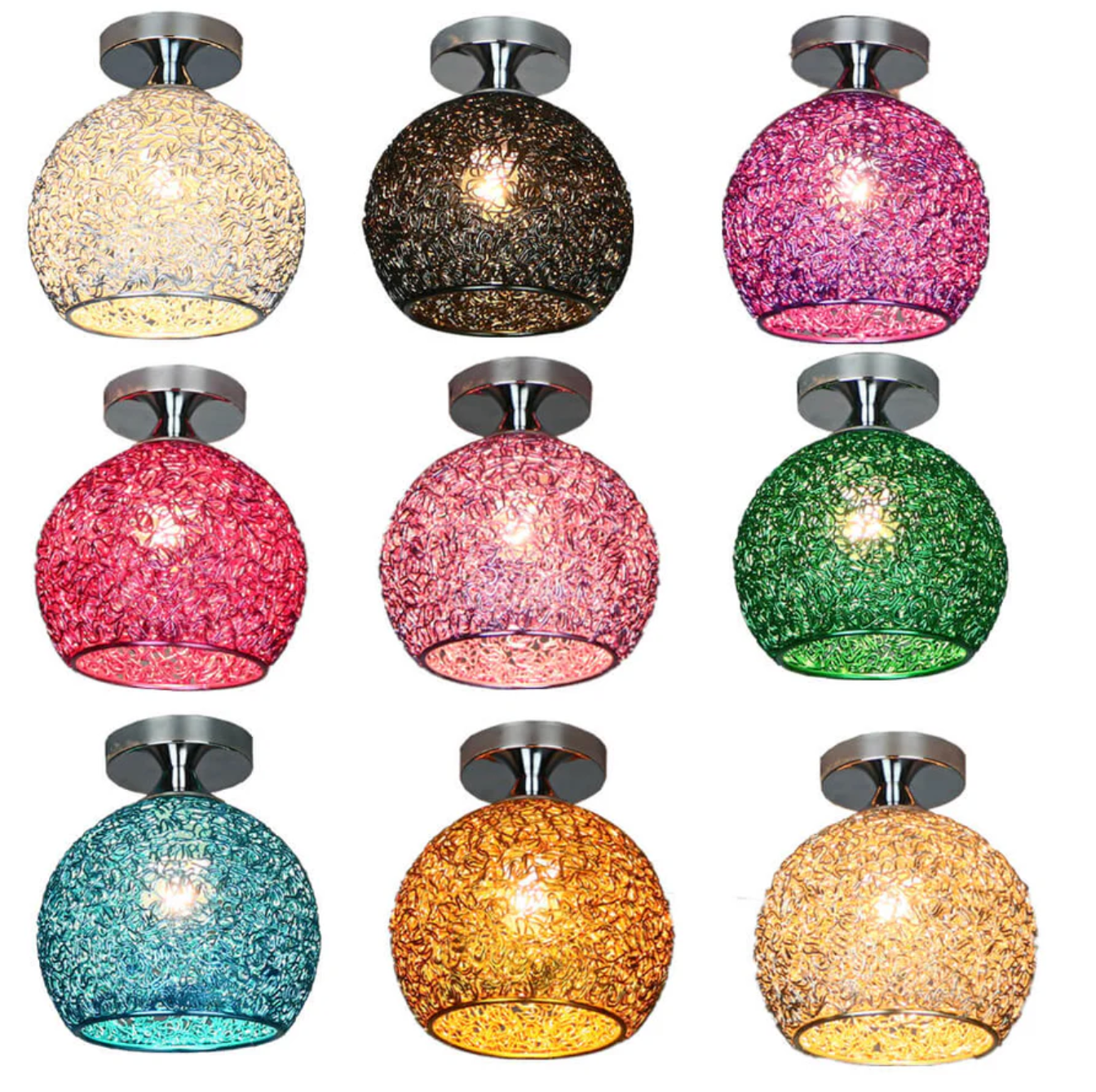 Modern Flush Mount Lamp with Metal Globe Design for Ceiling