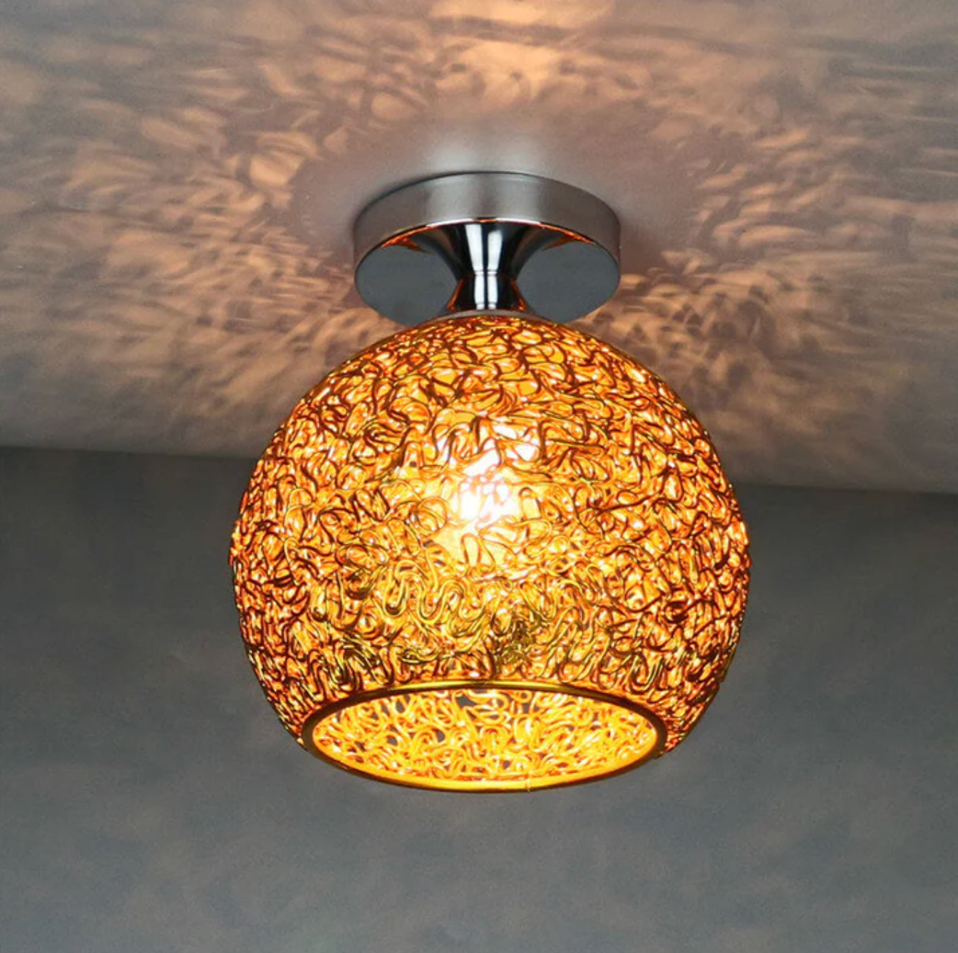 Modern Flush Mount Lamp with Metal Globe Design for Ceiling
