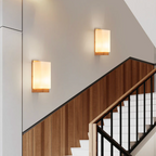 Contemporary Wall Sconce with Frosted Shade for Wood Interiors
