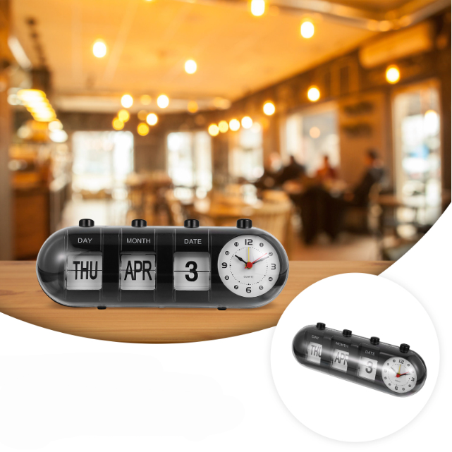 Analog Time Display Manual Flip Clock Calendar