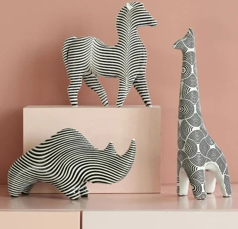 Charming Stripe Bird Accent - Modern Black & White Decor