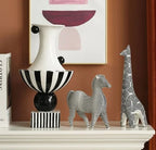 Charming Stripe Bird Accent - Modern Black & White Decor