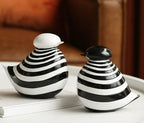 Charming Stripe Bird Accent - Modern Black & White Decor