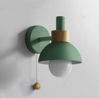 Modern Wooden Sconce Wall Light with Pull Chain Accent