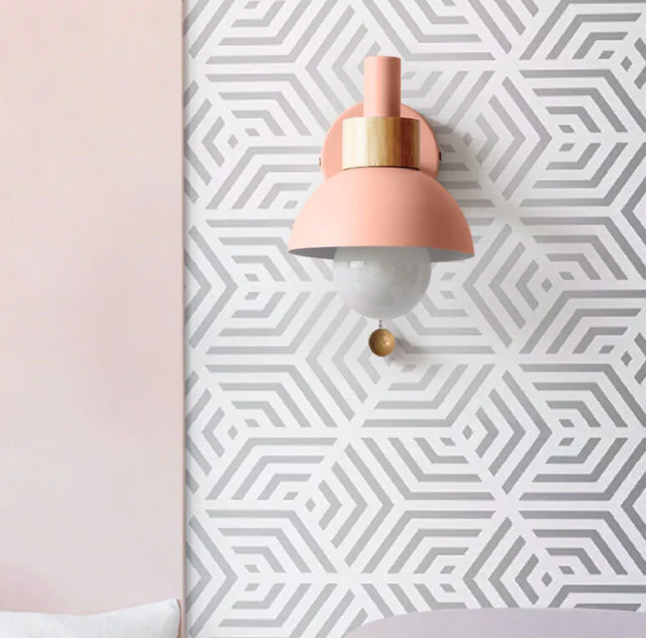 Modern Wooden Sconce Wall Light with Pull Chain Accent