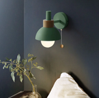 Modern Wooden Sconce Wall Light with Pull Chain Accent