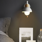 Modern Wooden Sconce Wall Light with Pull Chain Accent