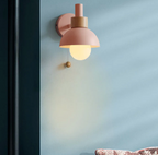 Modern Wooden Sconce Wall Light with Pull Chain Accent