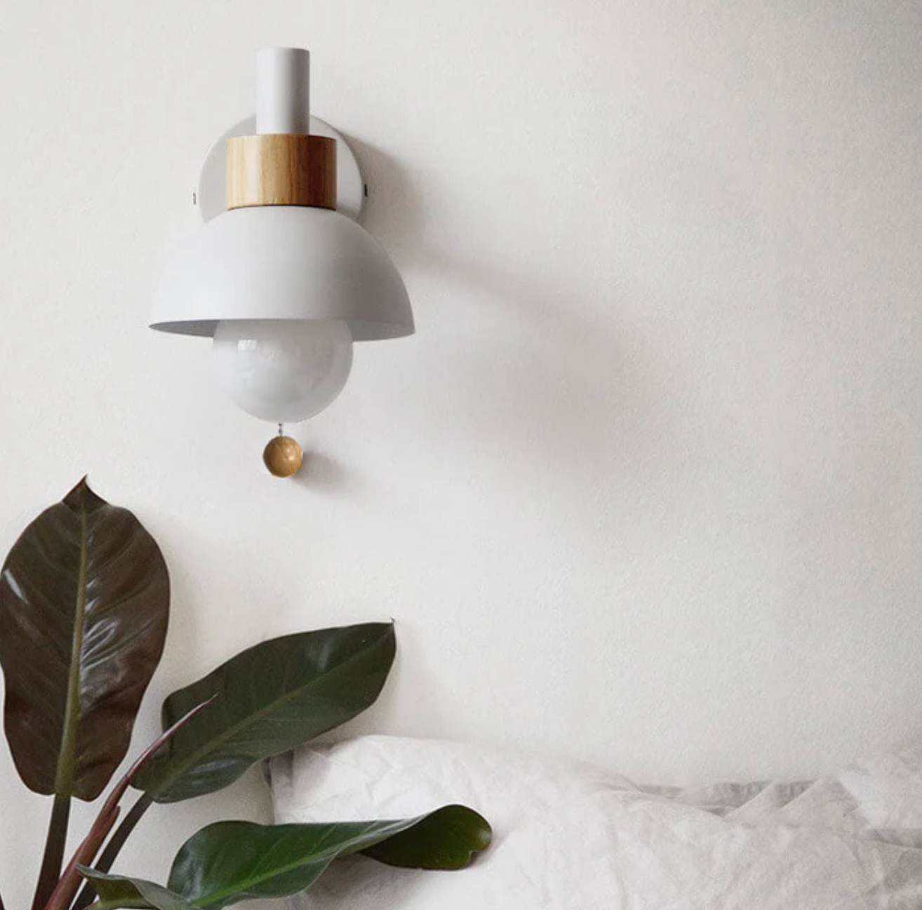 Modern Wooden Sconce Wall Light with Pull Chain Accent