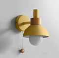 Modern Wooden Sconce Wall Light with Pull Chain Accent